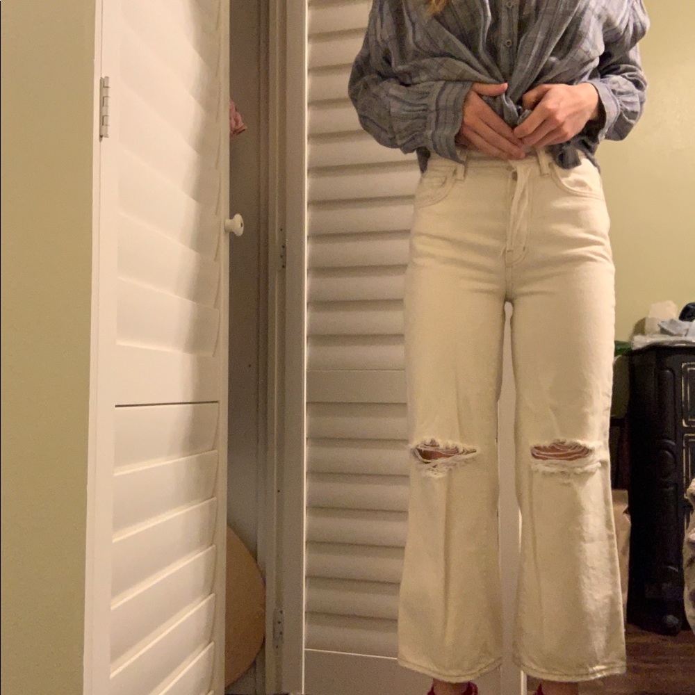 Free People Wide Leg Cropped Jeans